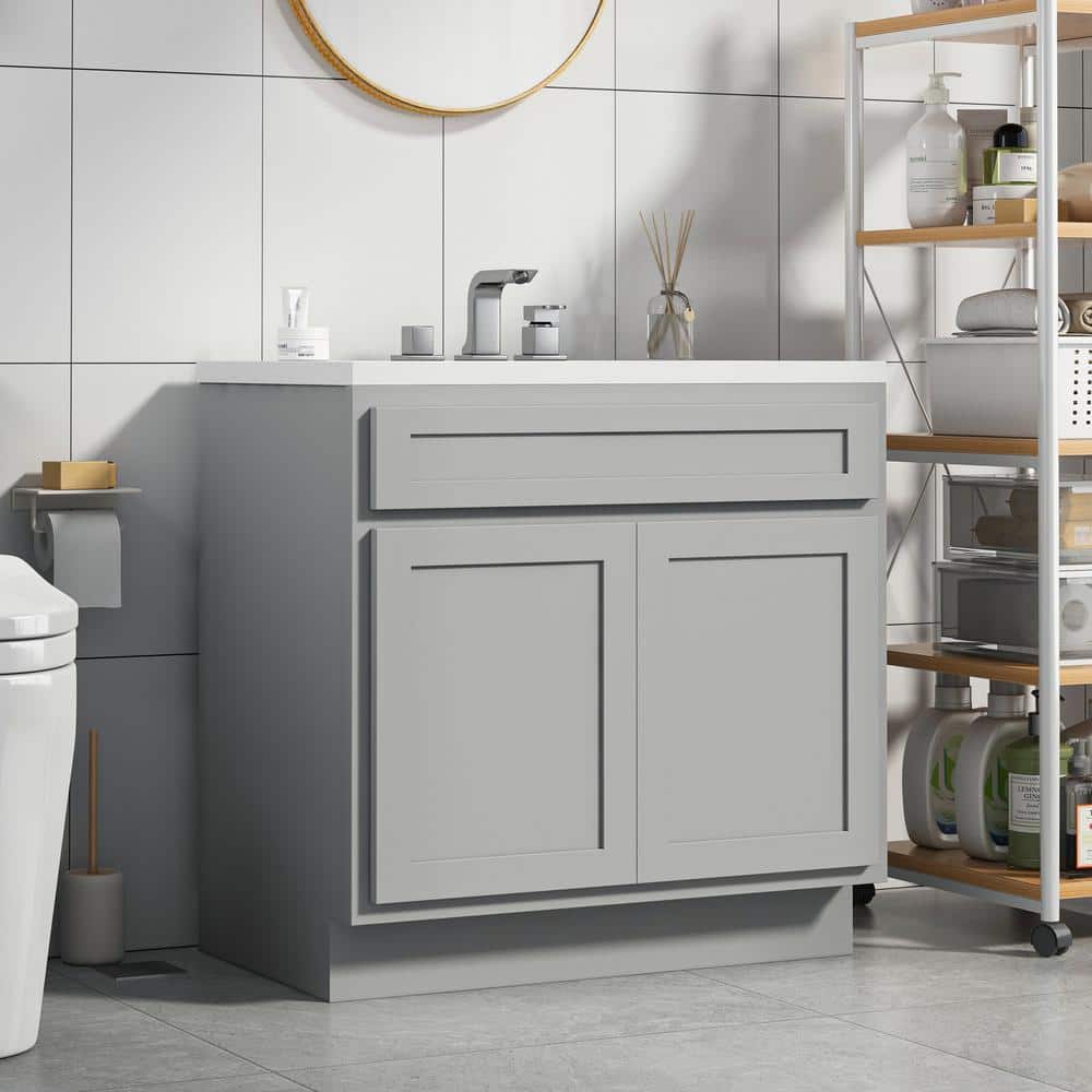 Vanity Art 36 in. W x 21 in. D x 32.5 in. H 2-Doors Bath Vanity Cabinet Only in Gray