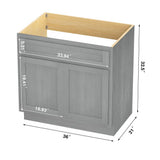 Vanity Art 36 in. W x 21 in. D x 32.5 in. H 2-Doors Bath Vanity Cabinet without Top in Silver