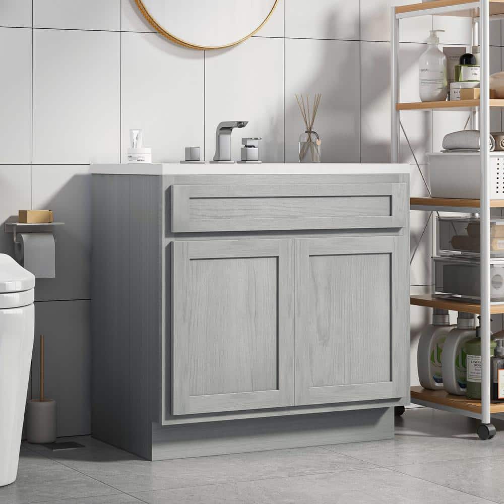 Vanity Art 36 in. W x 21 in. D x 32.5 in. H 2-Doors Bath Vanity Cabinet without Top in Silver