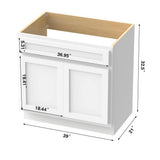 Vanity Art 39 in. W x 21 in. D x 32.5 in. H 2-Doors Bath Vanity Cabinet Only in White