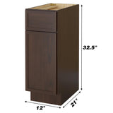 Vanity Art 12 in. W x 21 in. D x 32.5 in. H 1-Drawer Bath Vanity Cabinet Only in Brown