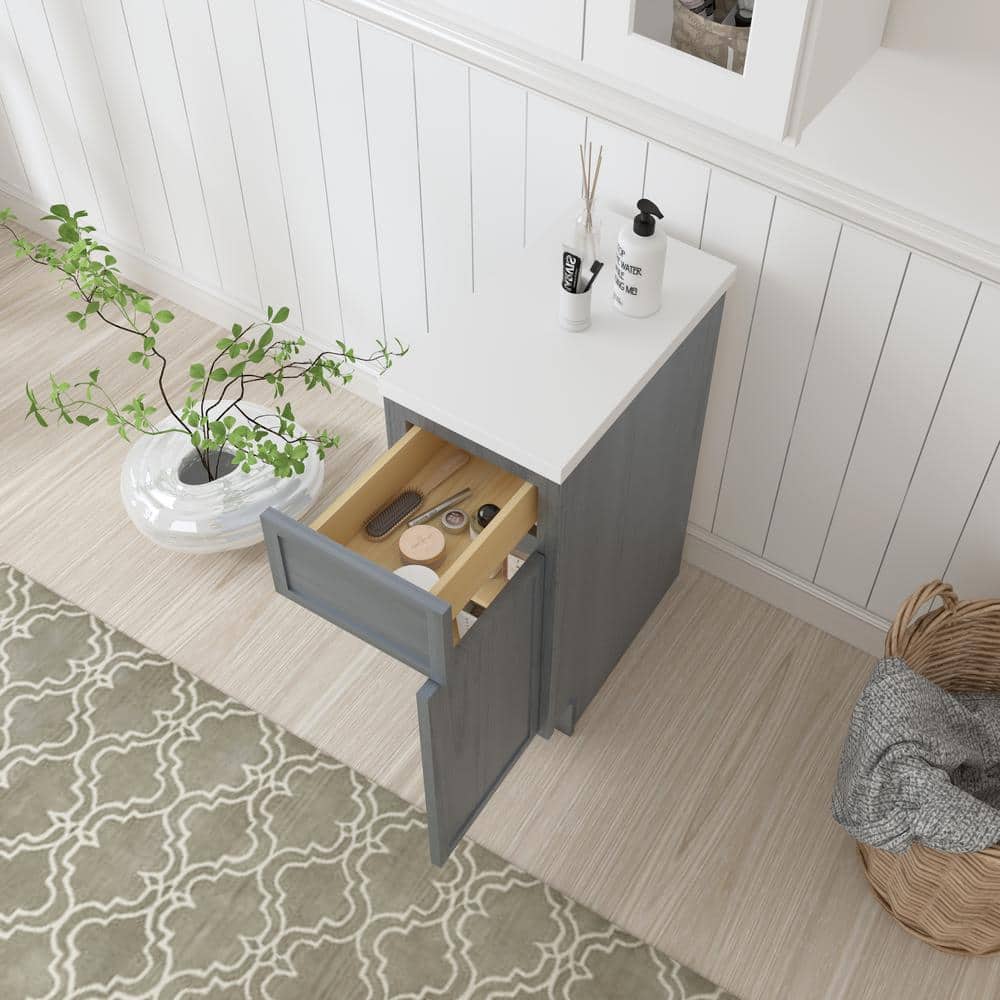 Vanity Art 12 in. W. x 21 in. D x 32.5 in. H 1-Drawer Bath Vanity Cabinet Only in Smoky Gray