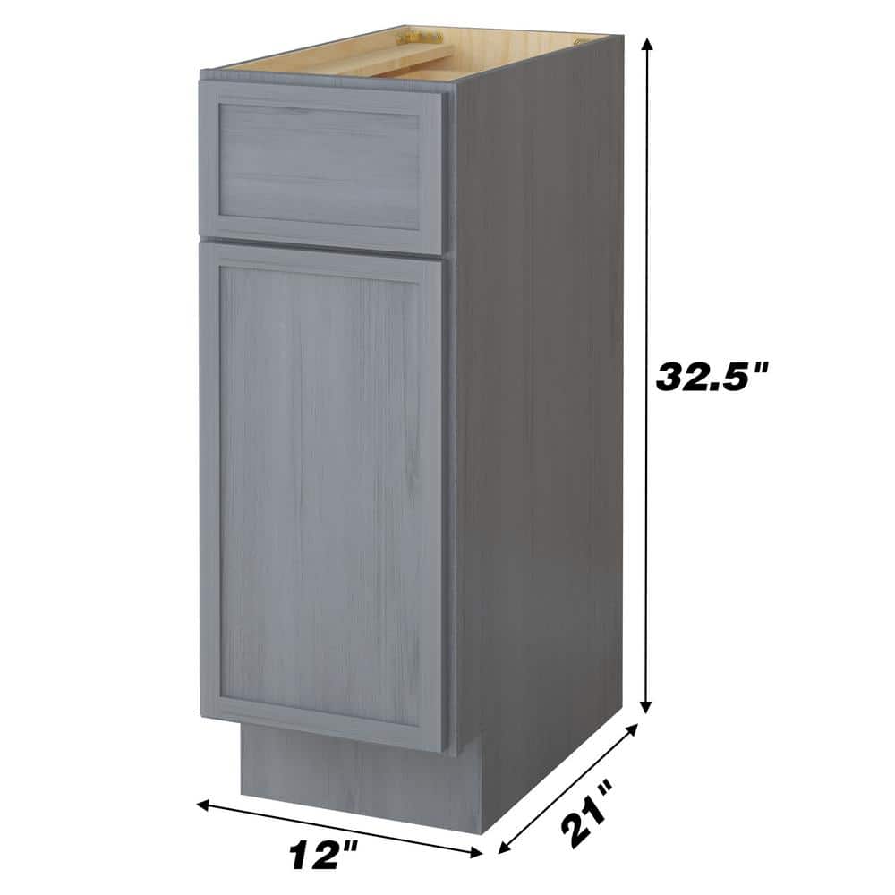 Vanity Art 12 in. W. x 21 in. D x 32.5 in. H 1-Drawer Bath Vanity Cabinet Only in Smoky Gray