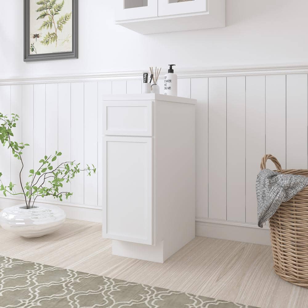 Vanity Art 12 in. W x 21 in. D x 32.5 in. H 1-Drawer Bath Vanity Cabinet Only in White