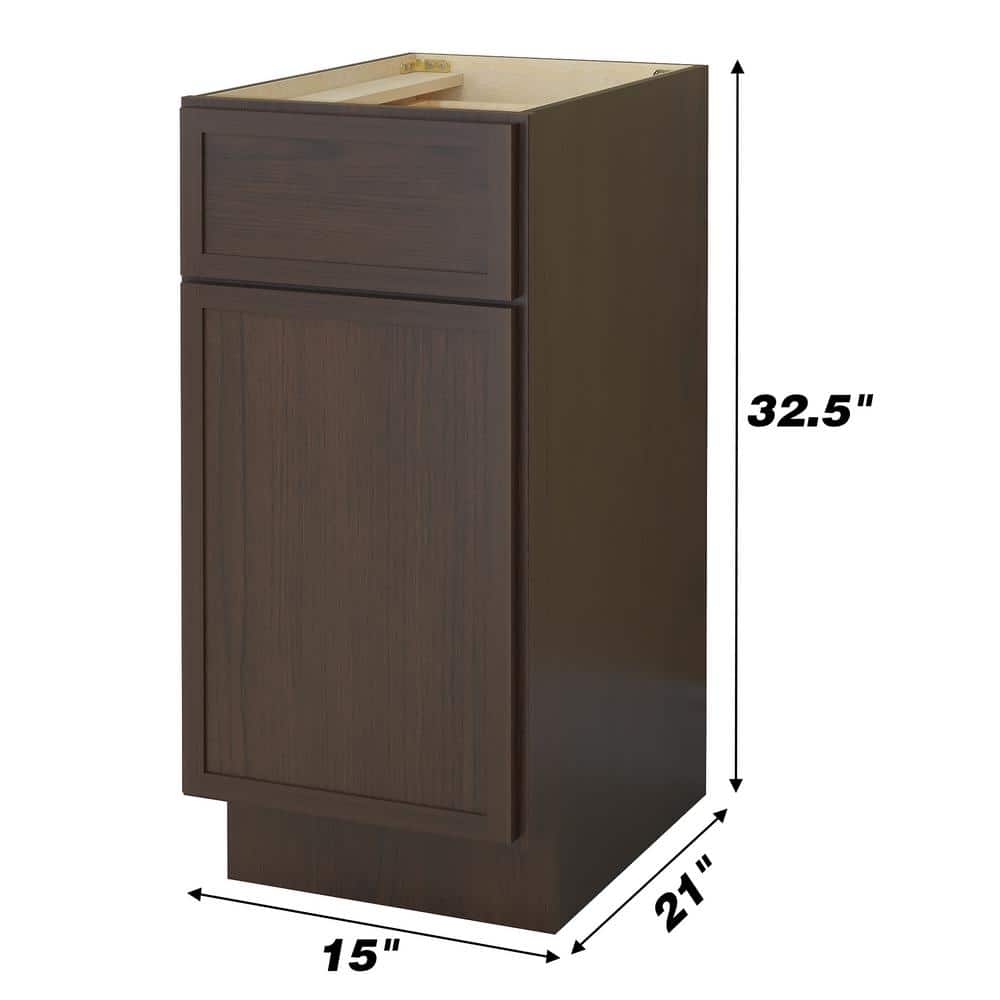 Vanity Art 15 in. W x 21 in. D x 32.5 in. H 1-Drawer Bath Vanity Cabinet Only in Brown