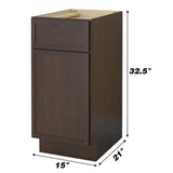 Vanity Art 15 in. W x 21 in. D x 32.5 in. H 1-Drawer Bath Vanity Cabinet Only in Brown