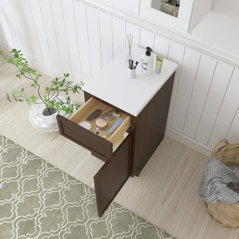 Vanity Art 15 in. W x 21 in. D x 32.5 in. H 1-Drawer Bath Vanity Cabinet Only in Brown