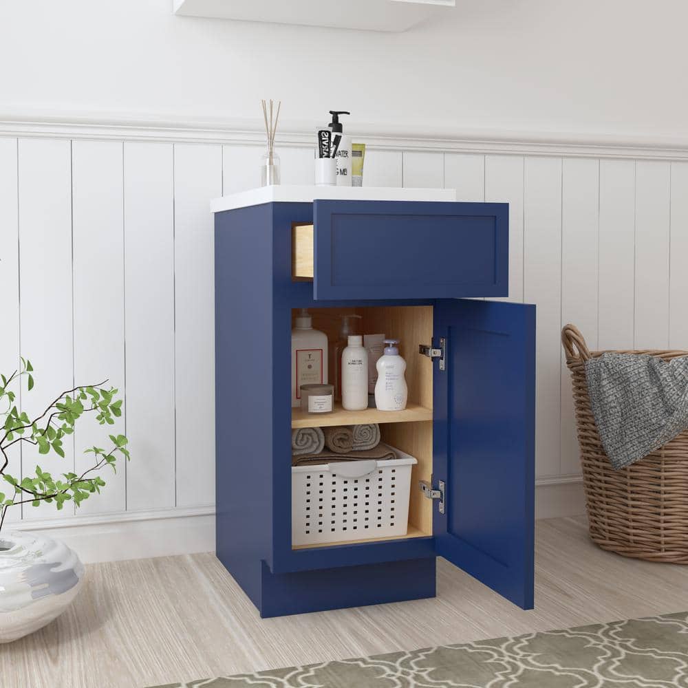 Vanity Art 15 in. W x 21 in. D x 32.5 in. H 1-Drawer Bath Vanity Cabinet Only in Blue