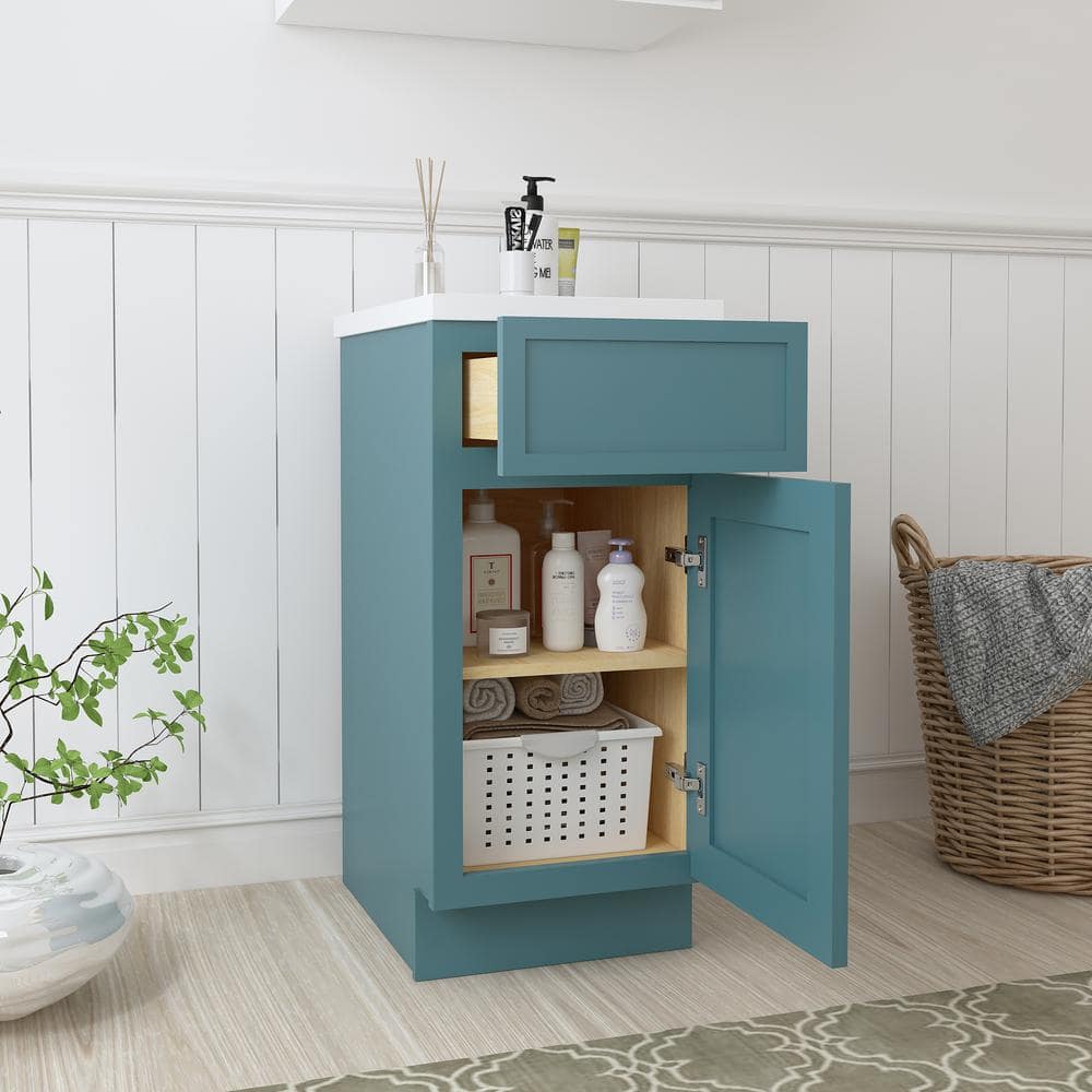 Vanity Art 15 in. W. x 21 in. D x 32.5 in. H 1-Drawer Bath Vanity Cabinet Only in Sea Green