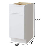 Vanity Art 15 in. W x 21 in. D x 32.5 in. H 1-Drawer Bath Vanity Cabinet Only in White
