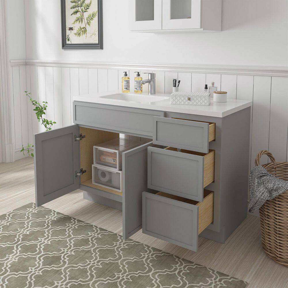 Vanity Art 48 in. W x 21 in. D x 32.5 in. H Bath Vanity Cabinet without Top in Gray
