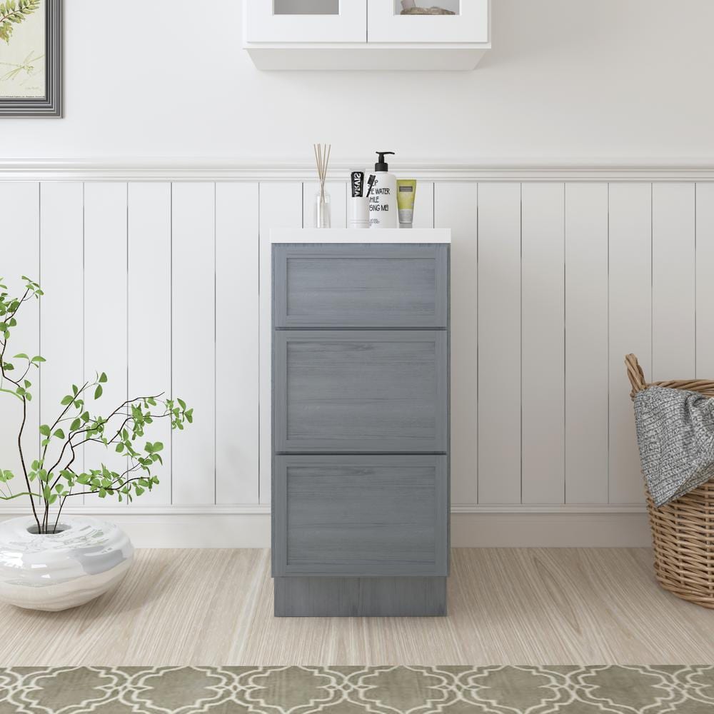 Vanity Art 15 in. W x 21 in. D x 32.5 in. H 3-Drawers Bath Vanity Cabinet Only in Smoky Gray