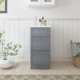 Vanity Art 15 in. W x 21 in. D x 32.5 in. H 3-Drawers Bath Vanity Cabinet Only in Smoky Gray