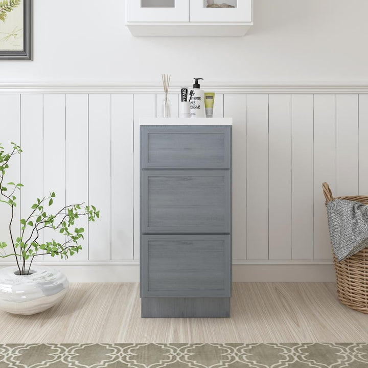 Vanity Art 15 in. W x 21 in. D x 32.5 in. H 3-Drawers Bath Vanity Cabinet Only in Smoky Gray