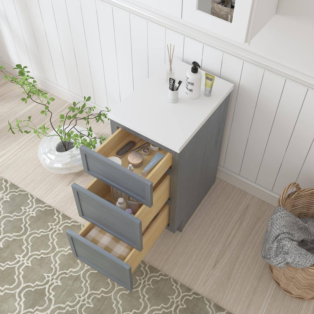 Vanity Art 15 in. W x 21 in. D x 32.5 in. H 3-Drawers Bath Vanity Cabinet Only in Smoky Gray