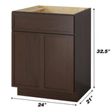 Vanity Art 24 in. W. x 21 in. D x 32.5 in. H 2-Doors Bath Vanity Cabinet without Top in Brown