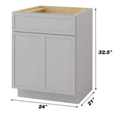 Vanity Art 24 in. W x 21 in. D x 32.5 in. H 2-Doors Bath Vanity Cabinet without Top in Gray