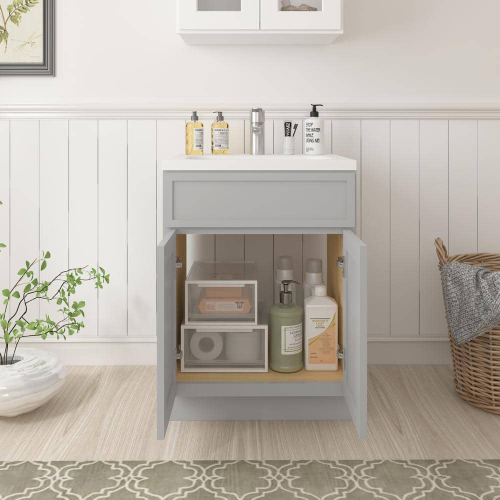Vanity Art 24 in. W x 21 in. D x 32.5 in. H 2-Doors Bath Vanity Cabinet without Top in Gray
