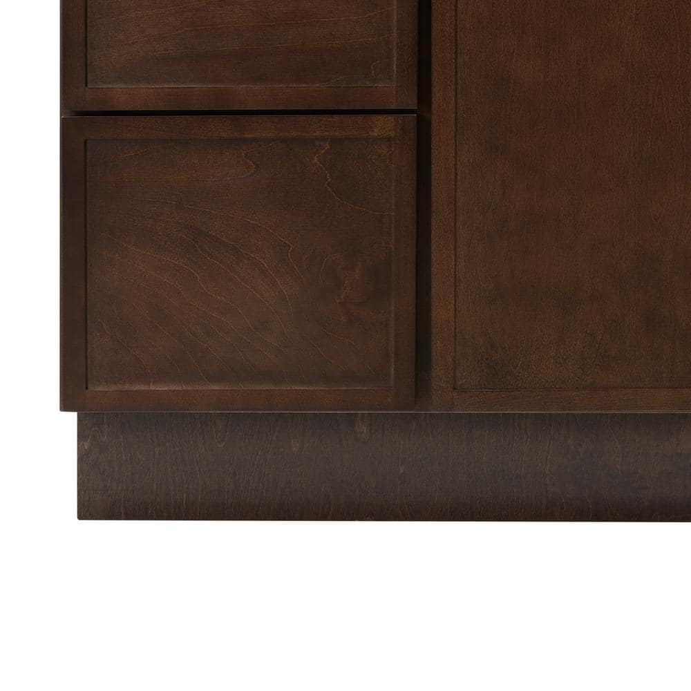Vanity Art 36 in. W x 21 in. D x 32.5 in. H 2-Left Drawers Bath Vanity Cabinet without Top in Brown