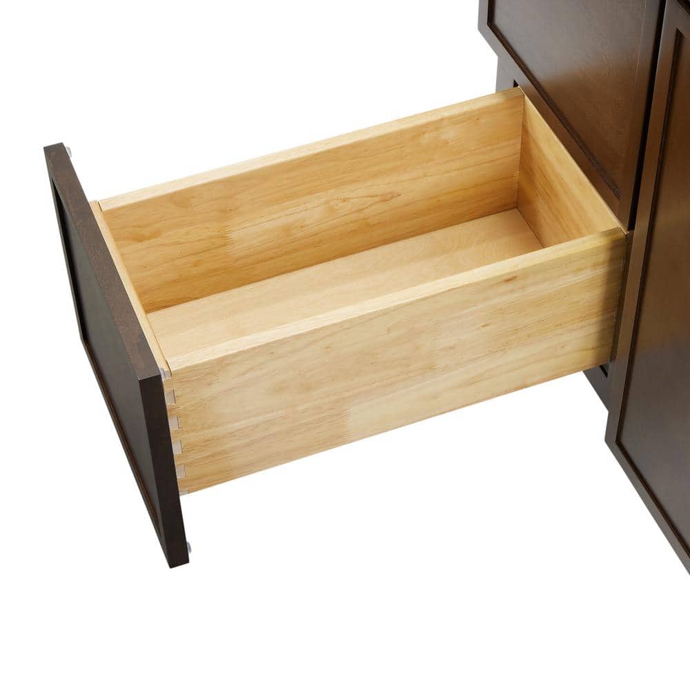 Vanity Art 36 in. W x 21 in. D x 32.5 in. H 2-Left Drawers Bath Vanity Cabinet without Top in Brown