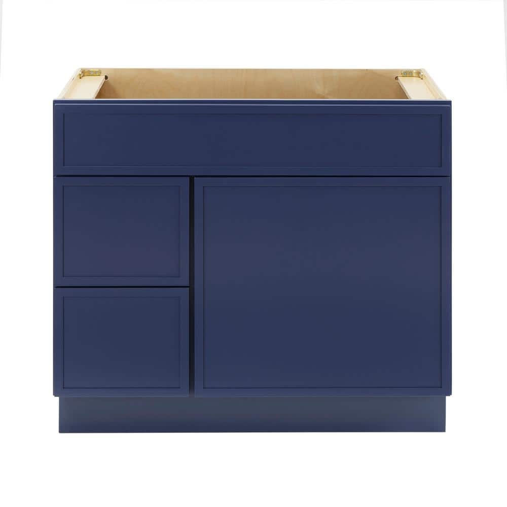 Vanity Art 36 in. W x 21 in. D x 32.5 in. H 2-Left Drawers Bath Vanity Cabinet without Top in Blue