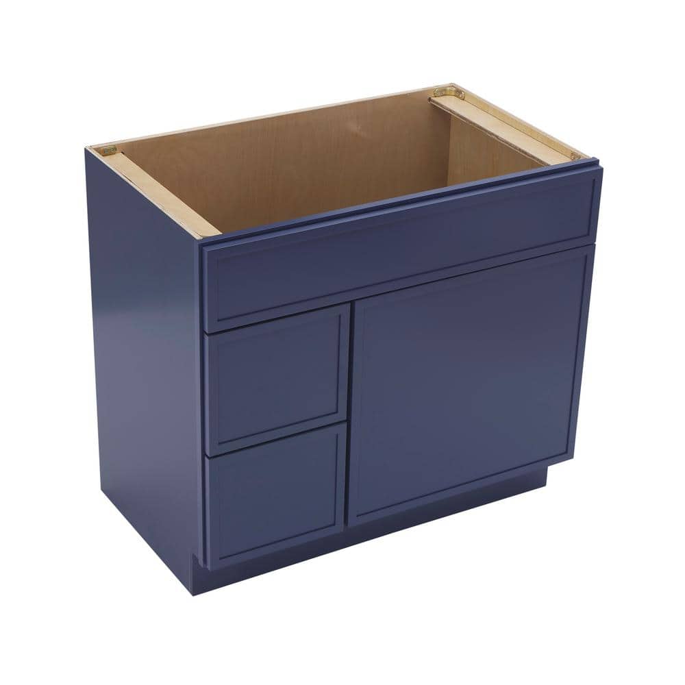 Vanity Art 36 in. W x 21 in. D x 32.5 in. H 2-Left Drawers Bath Vanity Cabinet without Top in Blue