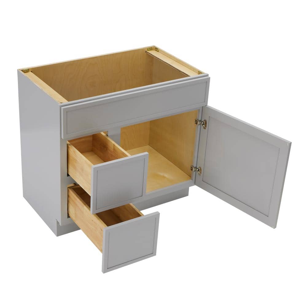 Vanity Art 36 in. W x 21 in. D x 32.5 in. H 2-Left Drawers Bath Vanity Cabinet without Top in Gray