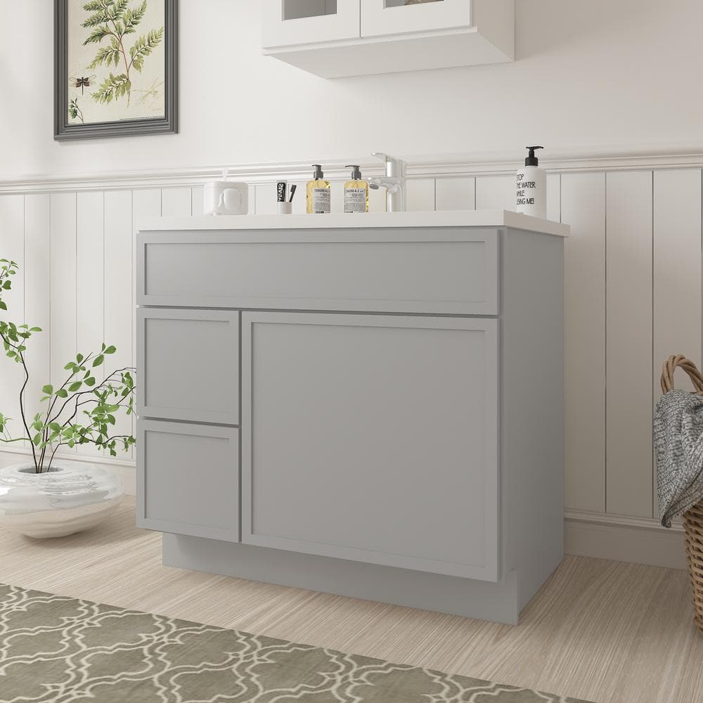 Vanity Art 36 in. W x 21 in. D x 32.5 in. H 2-Left Drawers Bath Vanity Cabinet without Top in Gray