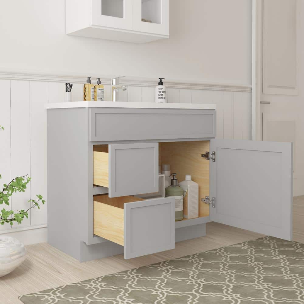 Vanity Art 36 in. W x 21 in. D x 32.5 in. H 2-Left Drawers Bath Vanity Cabinet without Top in Gray