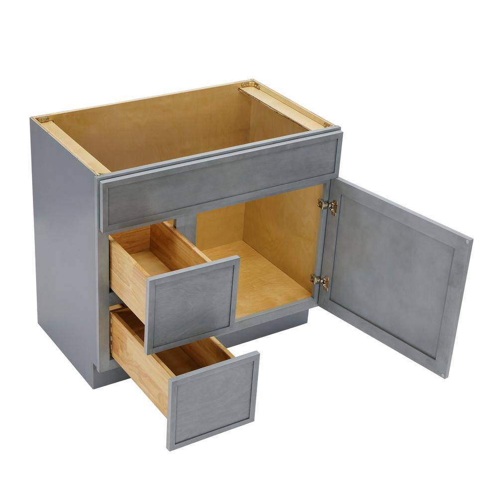 Vanity Art 36 in. W. x 21 in. D x 32.5 in. H 2-Left Drawers Bath Vanity Cabinet without Top in Smoky Gray