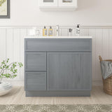 Vanity Art 36 in. W. x 21 in. D x 32.5 in. H 2-Left Drawers Bath Vanity Cabinet without Top in Smoky Gray