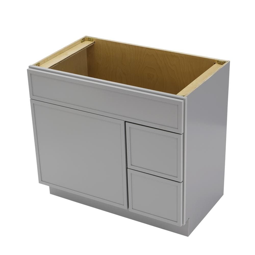 Vanity Art 36 in. W x 21 in. D x 32.5 in. H 2-Right Drawers Bath Vanity Cabinet without Top in Gray