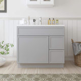Vanity Art 36 in. W x 21 in. D x 32.5 in. H 2-Right Drawers Bath Vanity Cabinet without Top in Gray
