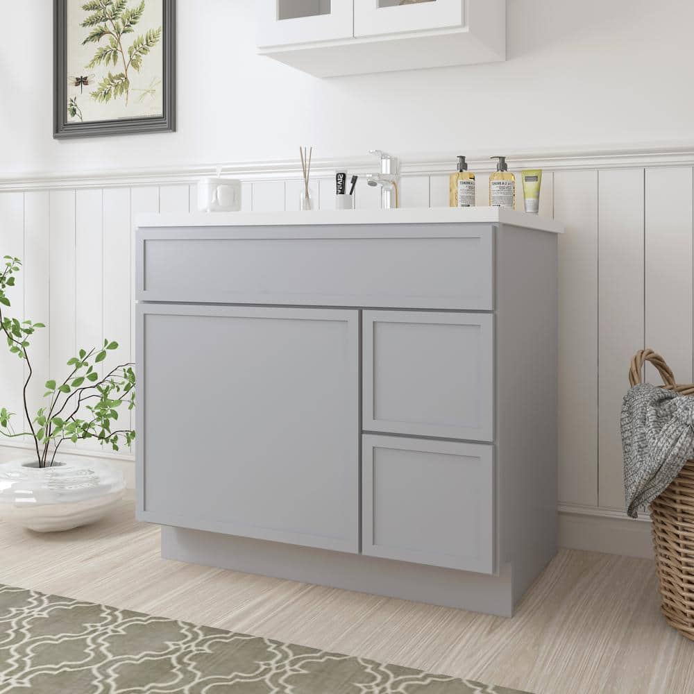 Vanity Art 36 in. W x 21 in. D x 32.5 in. H 2-Right Drawers Bath Vanity Cabinet without Top in Gray