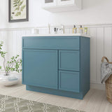 Vanity Art 36 in. W x 21 in. D x 32.5 in. H 2-Right-Drawers Bath Vanity Cabinet without Top in Sea Green