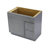 Vanity Art 36 in. W x 21 in. D x 32.5 in. H 2-Right Drawers Bath Vanity Cabinet without Top in Smoky Gray