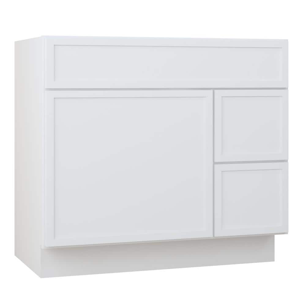 Vanity Art 36 in. W x 21 in. D x 32.5 in. H 2-Right Drawers Bath Vanity Cabinet without Top in White
