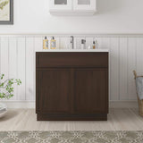 Vanity Art 36 in. W x 21 in. D x 32.5 in. H 2-Doors Bath Vanity Cabinet without Top in Brown