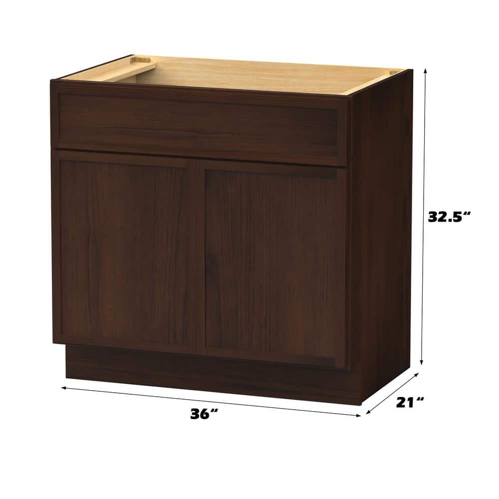 Vanity Art 36 in. W x 21 in. D x 32.5 in. H 2-Doors Bath Vanity Cabinet without Top in Brown