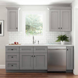 Arlington Veiled Gray Plywood Shaker Stock Assembled Wall Kitchen Cabinet Soft Close 27 in W x 12 in D x 36 in H