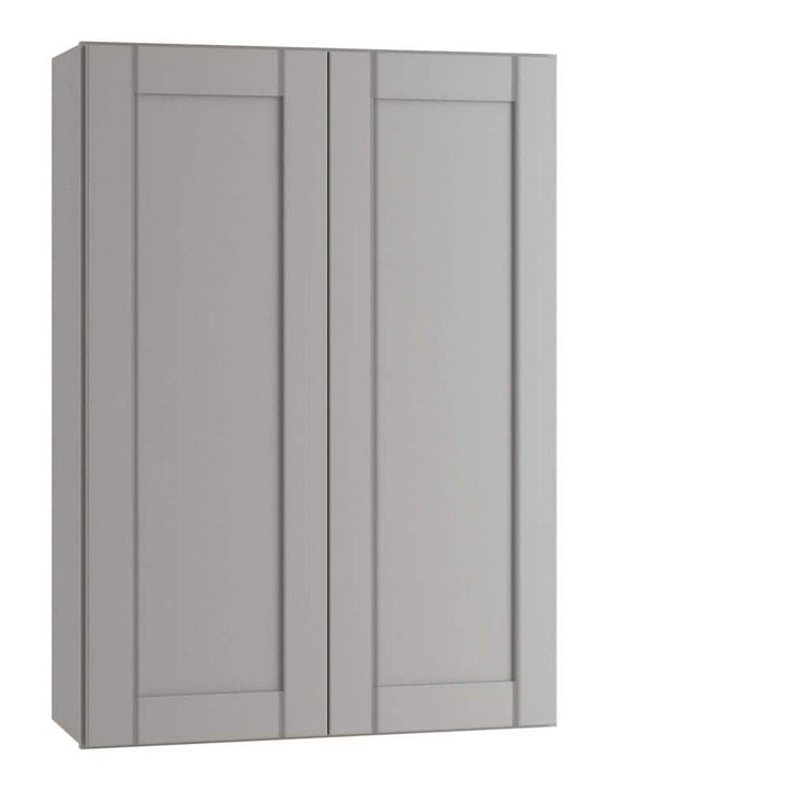 Arlington Veiled Gray Plywood Shaker Stock Assembled Wall Kitchen Cabinet Soft Close 27 in W x 12 in D x 36 in H