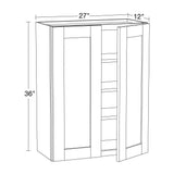 Arlington Veiled Gray Plywood Shaker Stock Assembled Wall Kitchen Cabinet Soft Close 27 in W x 12 in D x 36 in H