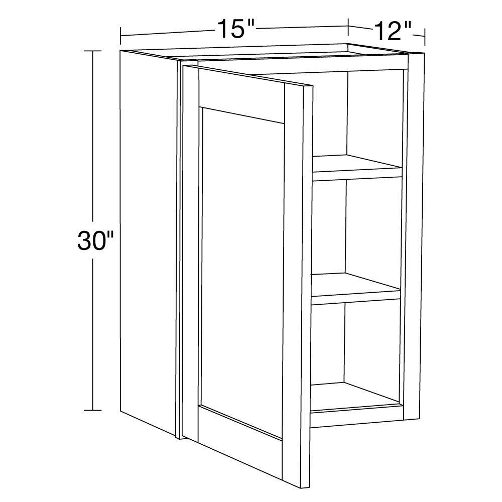 Contractor Express Cabinets Arlington Veiled Gray Plywood Shaker Stock Assembled Wall Kitchen Cabinet Soft Close 15 in W x 12 in D x 30 in H