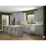 Contractor Express Cabinets Arlington Veiled Gray Plywood Shaker Stock Assembled Wall Kitchen Cabinet Soft Close 15 in W x 12 in D x 36 in H