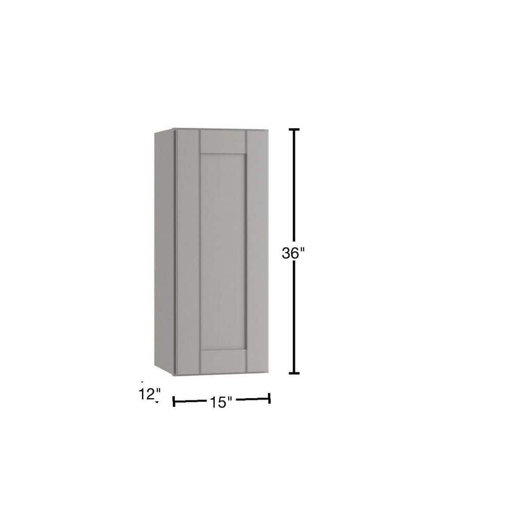 Contractor Express Cabinets Arlington Veiled Gray Plywood Shaker Stock Assembled Wall Kitchen Cabinet Soft Close 15 in W x 12 in D x 36 in H
