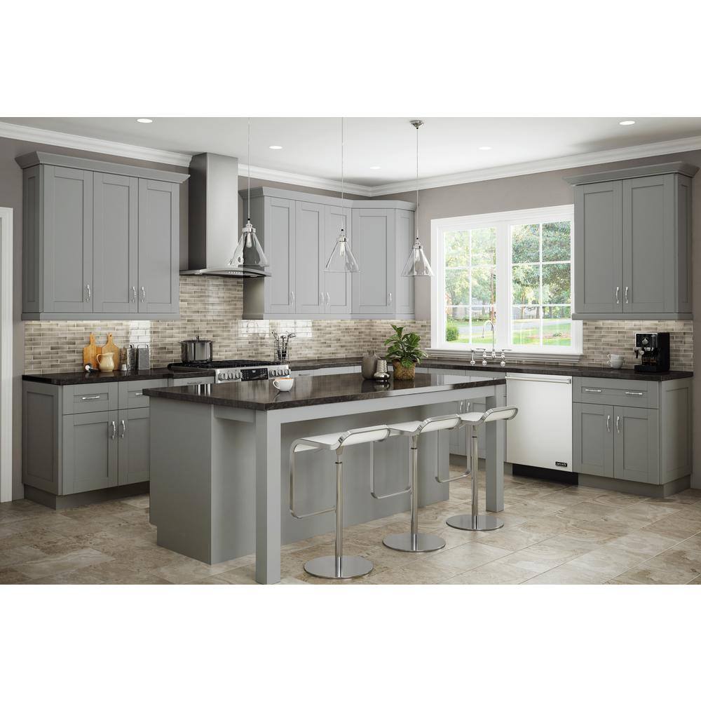 Contractor Express Cabinets Arlington Veiled Gray Plywood Shaker Stock Assembled Wall Kitchen Cabinet Soft Close 21 in W x 12 in D x 30 in H