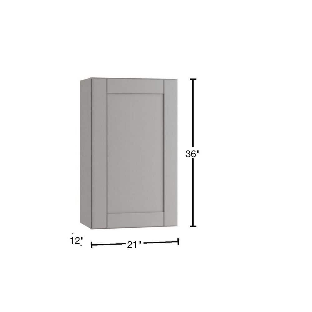 Contractor Express Cabinets Arlington Veiled Gray Plywood Shaker Stock Assembled Wall Kitchen Cabinet Soft Close 21 in W x 12 in D x 36 in H