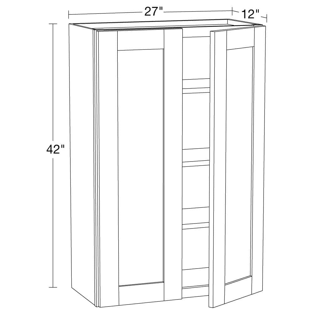 Contractor Express Cabinets Arlington Veiled Gray Plywood Shaker Stock Assembled Wall Kitchen Cabinet Soft Close 27 in W x 12 in D x 42 in H