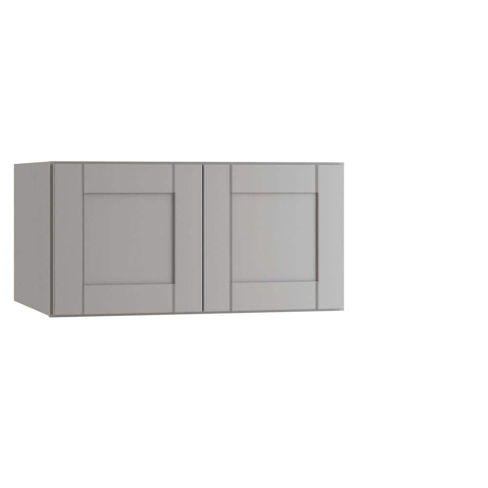 Contractor Express Cabinets Arlington Veiled Gray Plywood Shaker Stock Assembled Wall Kitchen Cabinet Soft Close 36 in W x 12 in D x 24 in H