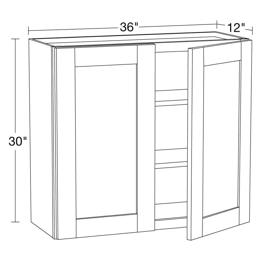 Contractor Express Cabinets Arlington Veiled Gray Plywood Shaker Stock Assembled Wall Kitchen Cabinet Soft Close 36 in W x 12 in D x 30 in H